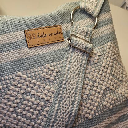 Cross Body Artesanal de Oaxaca Azul - Blanco