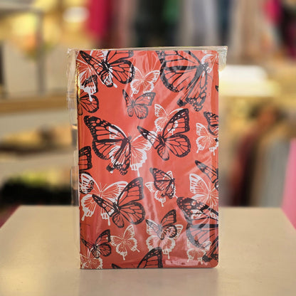 Libreta Delgada Naranja con Mariposas
