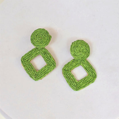 Aretes artesanales de cuerda – Verde limón