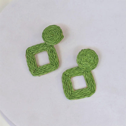 Aretes artesanales de cuerda – Verde limón