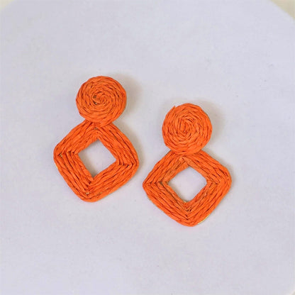 Aretes artesanales de cuerda – Naranja vibrante