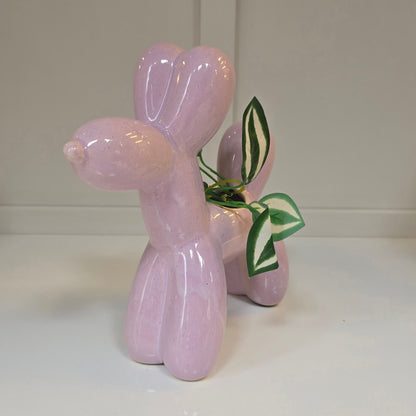 🎈 Maceta Perrito Globo – Lila Pastel