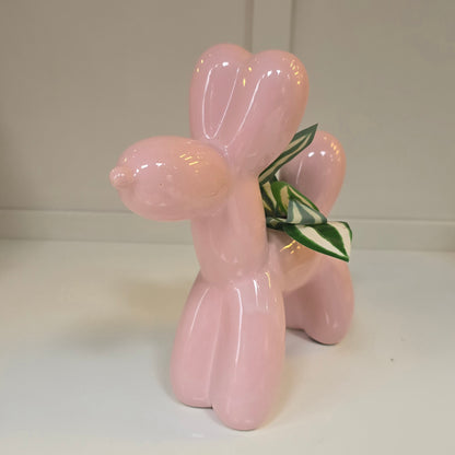 🎈 Maceta Perrito Globo – Rosa Pastel