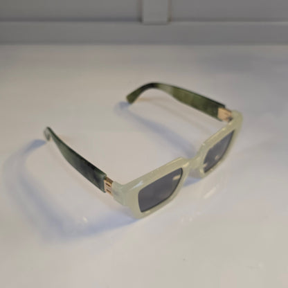 Lentes "Ivory" en marfil y verde jaspeado