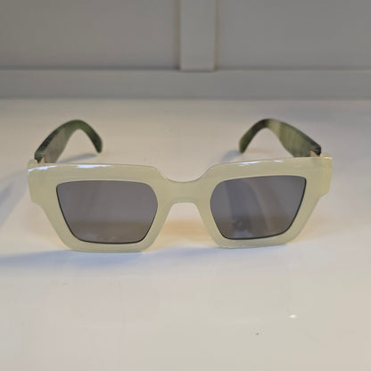 Lentes "Ivory" en marfil y verde jaspeado