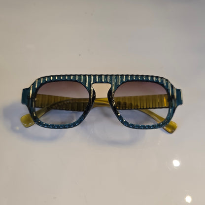 Lentes "Galáctica" en azul y amarillo