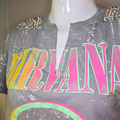 Playera Gris Nirvana Con Hombreras