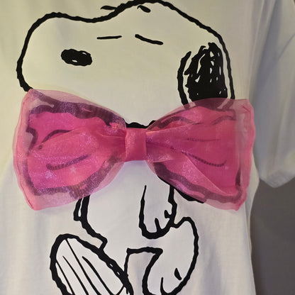 Playera Snoopy Blanca Moño Rosa