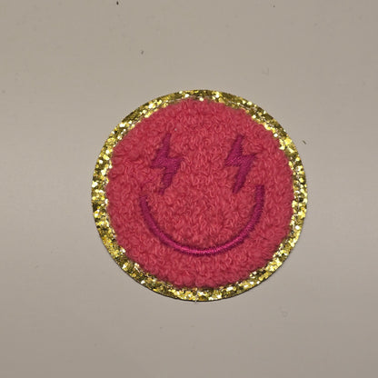 ⚡ Parche Smiley eléctrico rosa