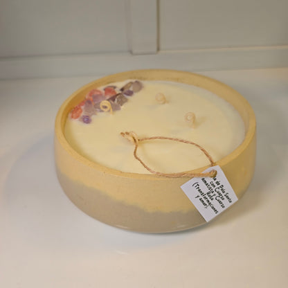 Vela Grande de Palo Santo con Amatista y Cuarzo Rosa