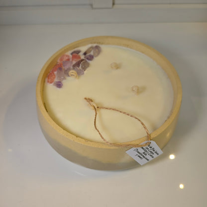 Vela Grande de Palo Santo con Amatista y Cuarzo Rosa