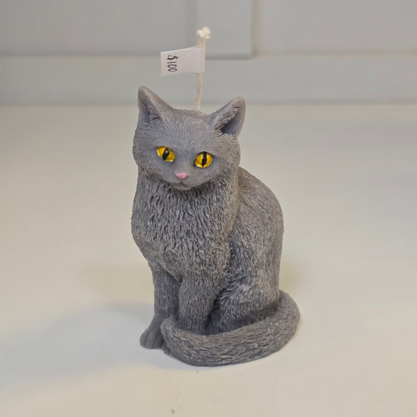 🖤🌙 Vela Gatito Gris Sentado