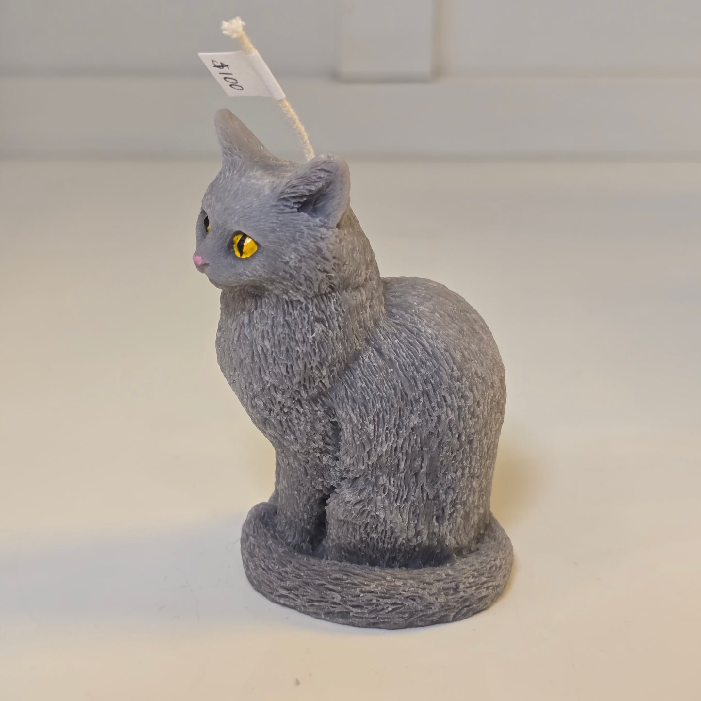 🖤🌙 Vela Gatito Gris Sentado