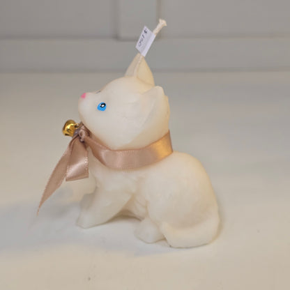 😻🤍 Vela Gatito Blanco con Moño