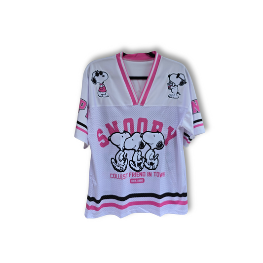 Jersey Unisex Snoopy Blanco con Rosa