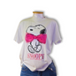 Playera Snoopy Blanca Moño Rosa