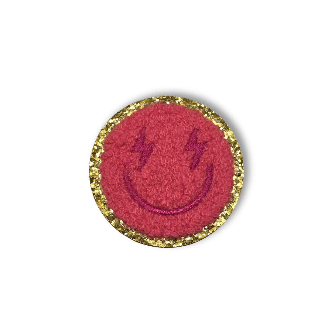 ⚡ Parche Smiley eléctrico rosa