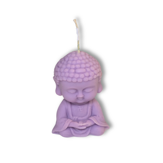 🙏 Vela Buda – Con manos en mudra - Lila