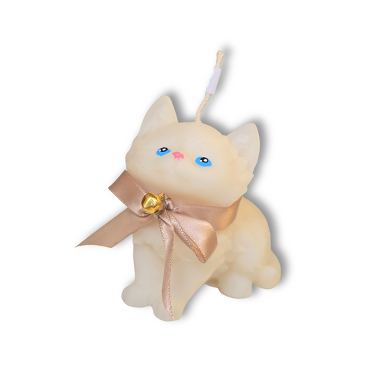 😻🤍 Vela Gatito Blanco con Moño