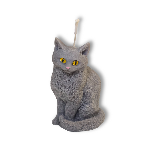 🖤🌙 Vela Gatito Gris Sentado