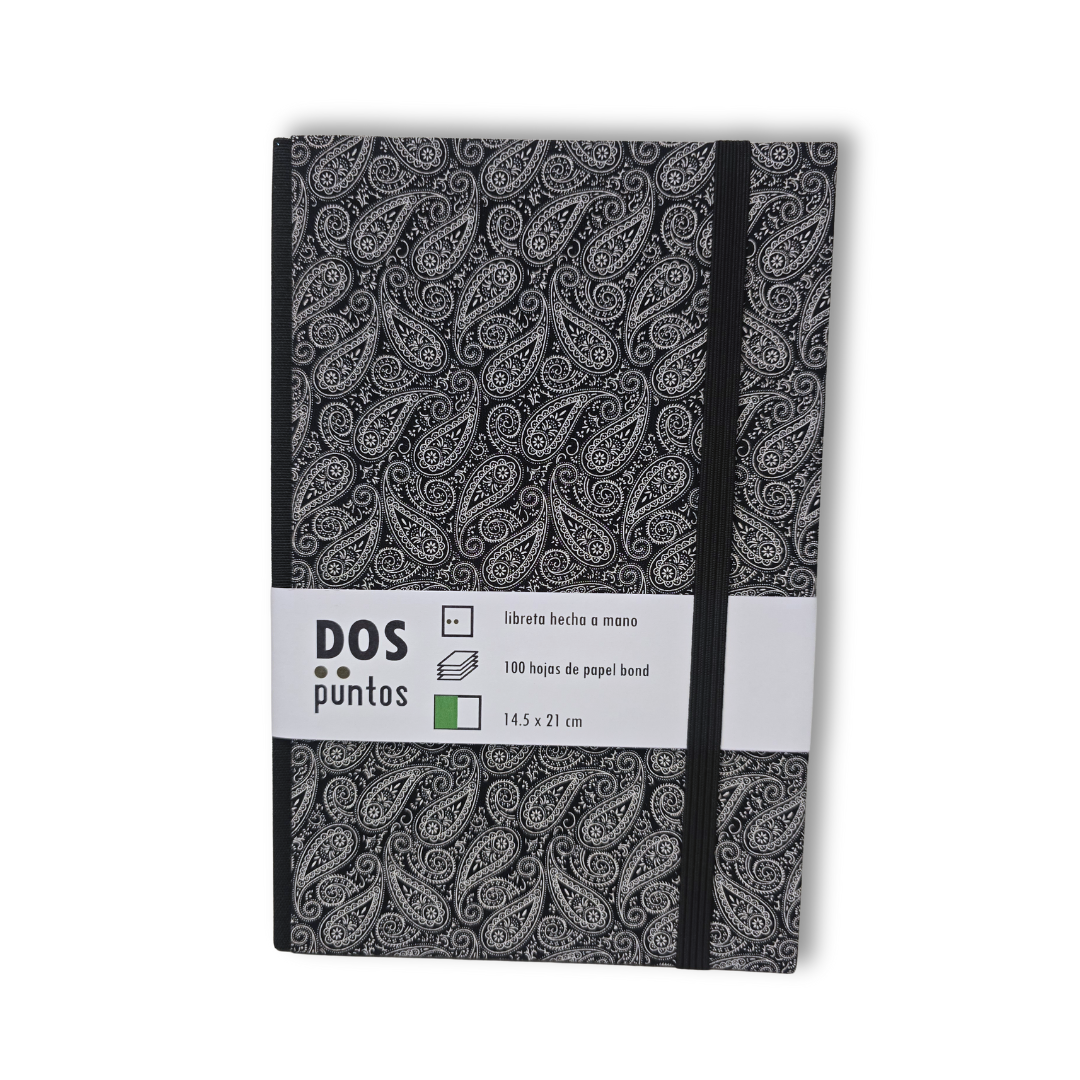 Libreta Pasta Dura de Tela Cachemira Negro