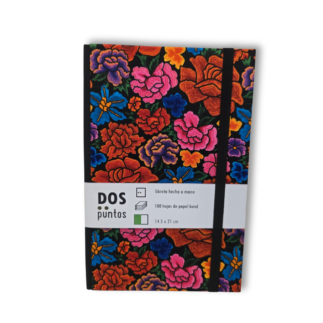 Libreta Pasta Dura de Tela Flores Colores