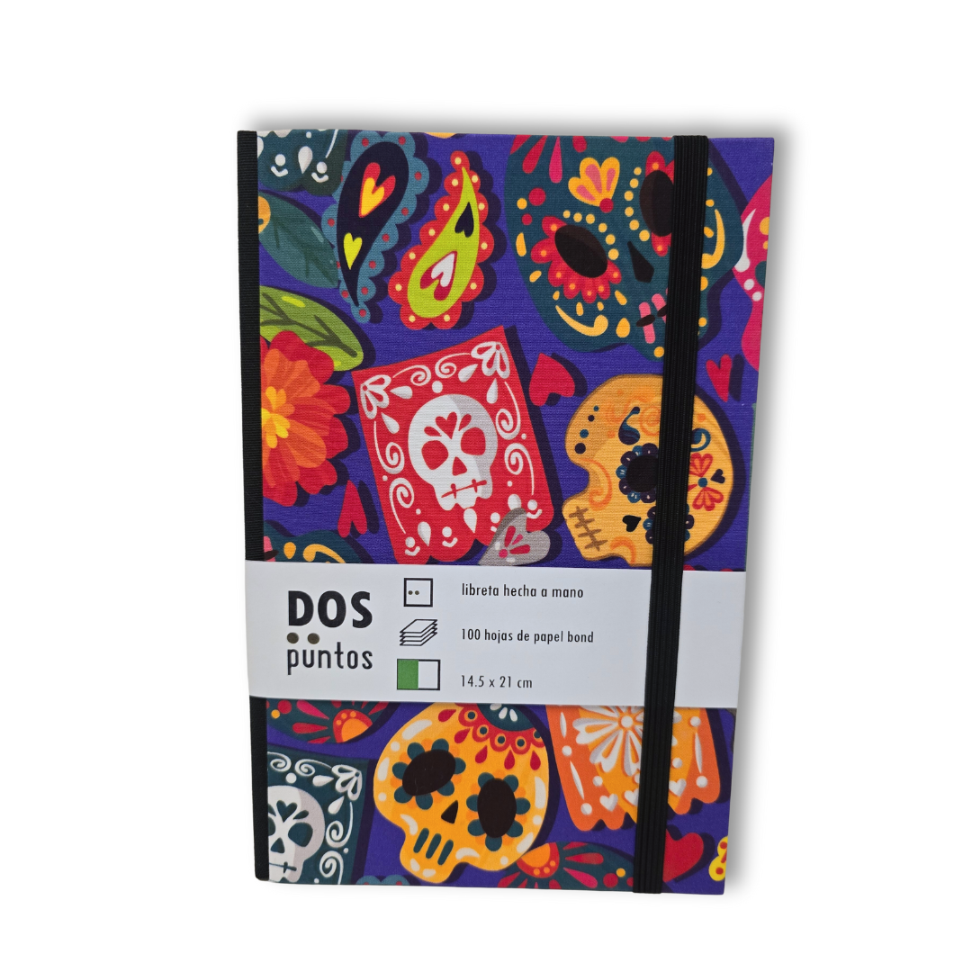 Libreta Pasta Dura | Tela Calaveras Colores
