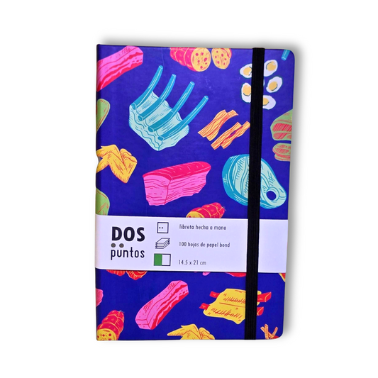 Libreta Pasta Dura -  Parrillada-  Hojas Vintage