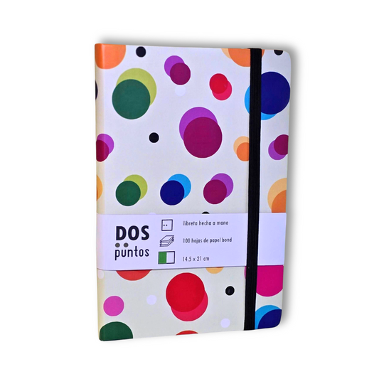 Libreta Pasta Dura - Círculos de Colores - Hojas Rayadas