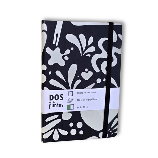 Libreta Pasta Dura - Fondo Negro Manchas - Hojas Rayadas