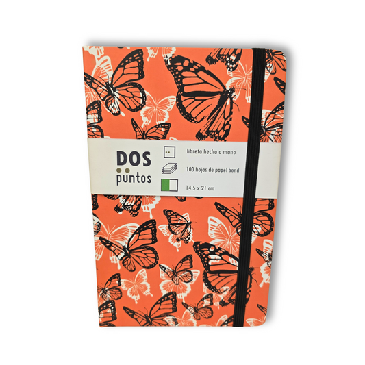 libreta Pasta Dura - Naranja con Mariposas