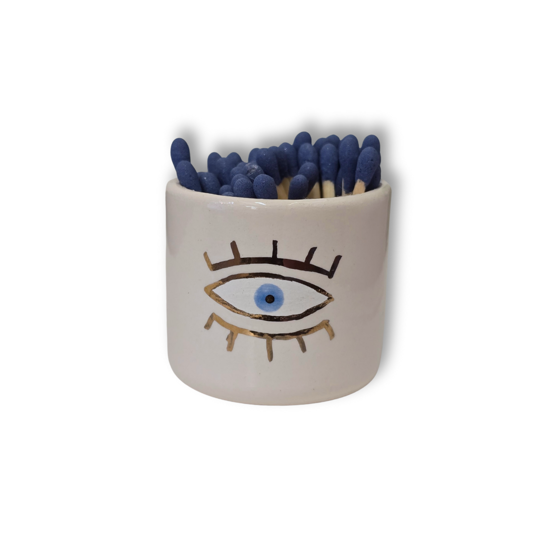 Cerillero de cerámica "Ojo que todo enciende"