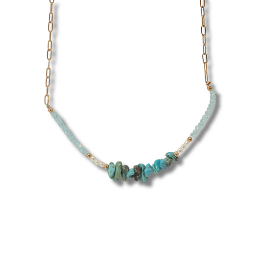 Collar turquesa con perlitas 💧