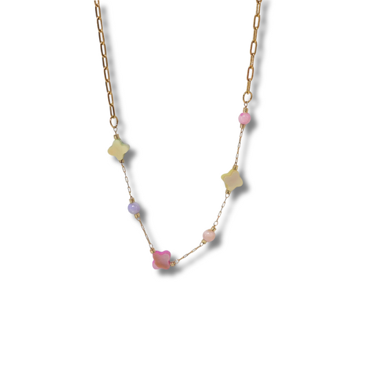 Collar flores pastel con cuentas dulces 🌸