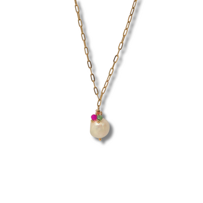 Collar perla barroca con mini cuentas 🍒