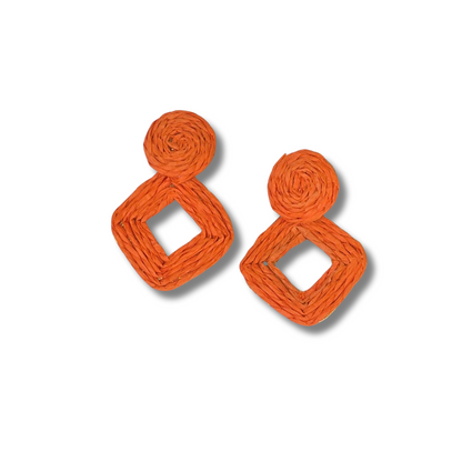Aretes artesanales de cuerda – Naranja vibrante