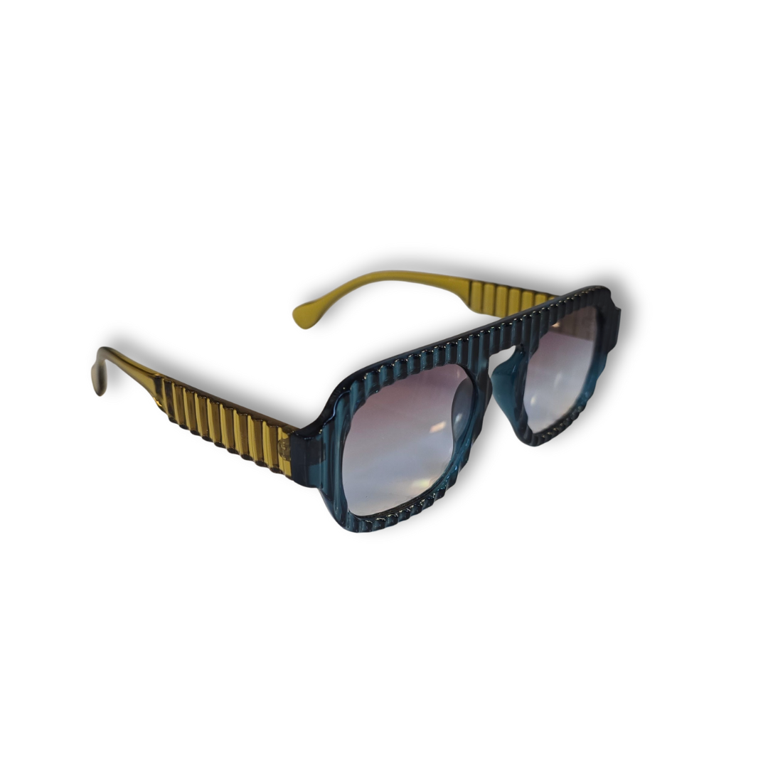 Lentes "Galáctica" en azul y amarillo