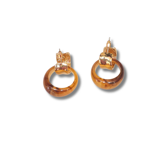 Aretes dúo desmontables – Dorado & carey miel