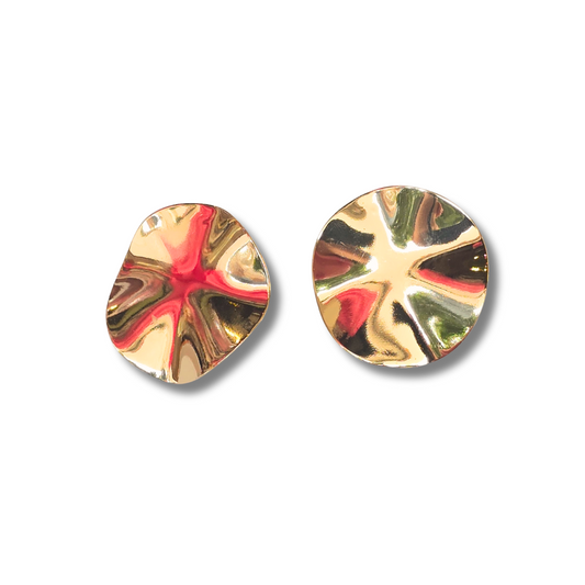 Aretes metálicos – Láminas doradas asimétricas