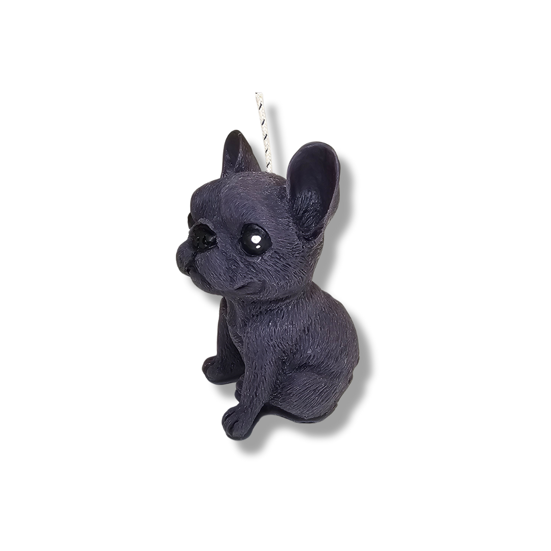 🐾🖤 Vela Perrito Con Orejitas Paradas Gris Obscuro