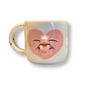 Taza Ceramica | Cara Corazón Fondo Turquesa