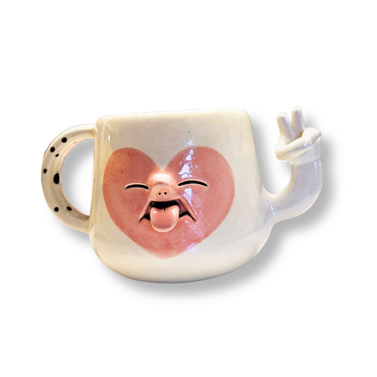 Taza Ceramica | Cara Corazón Mano