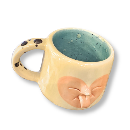 Taza Ceramica | Cara Corazón Fondo Turquesa
