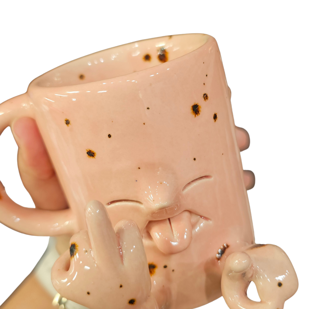 Taza Ceramica | Rosa con puntos Dos Manos