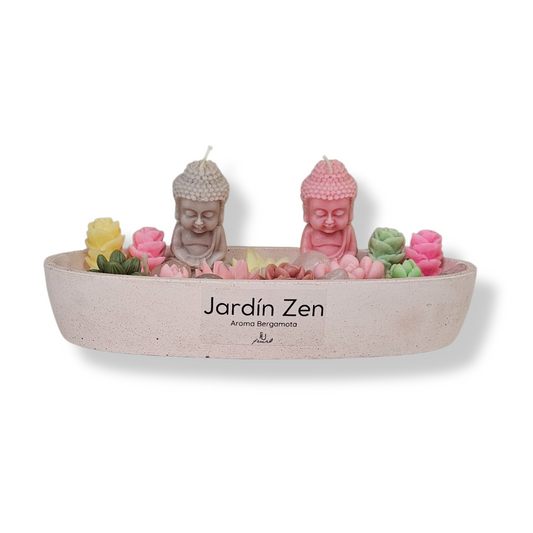 🧘‍♂️ Vela Jardín Zen Base Ovalada de Concreto