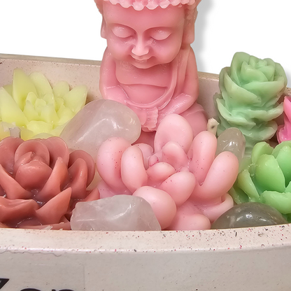 🧘‍♂️ Vela Jardín Zen Base Ovalada de Concreto