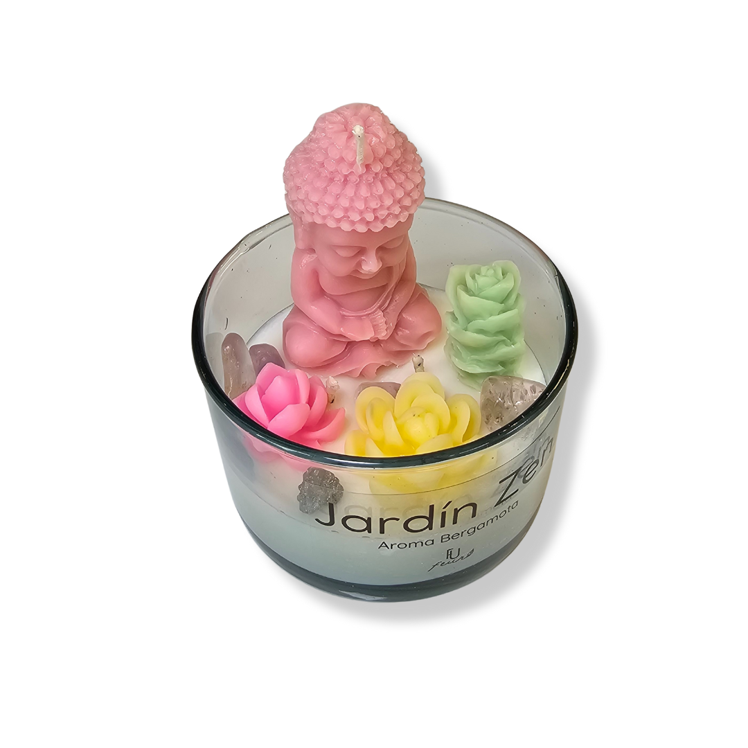 🧘‍♂️ Vela Jardín Zen Buda Rosa