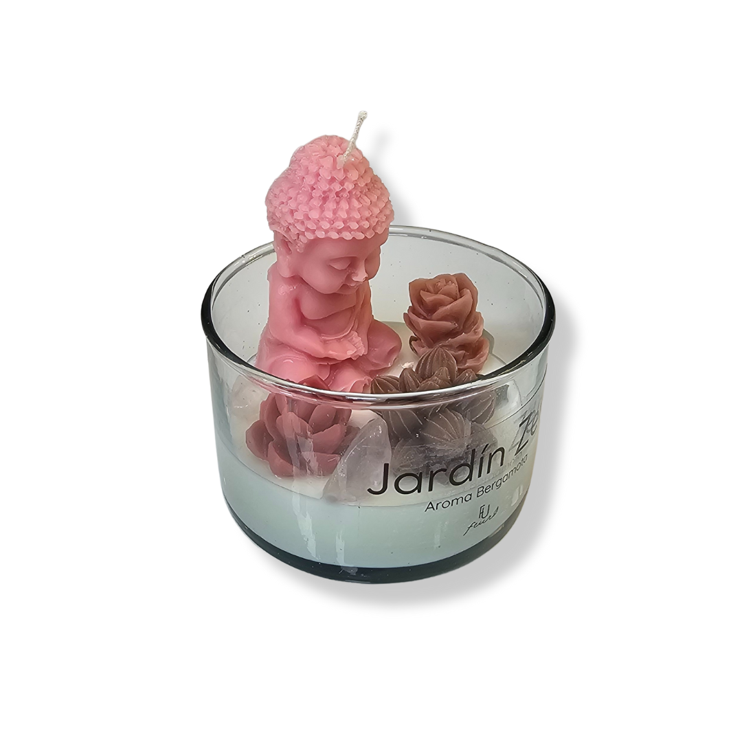 🧘‍♂️ Vela Jardín Zen Buda Rosa
