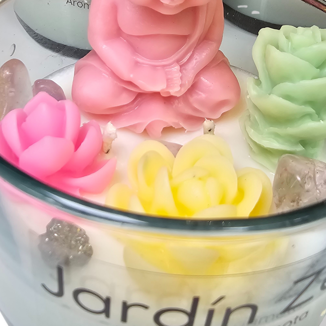 🧘‍♂️ Vela Jardín Zen Buda Rosa