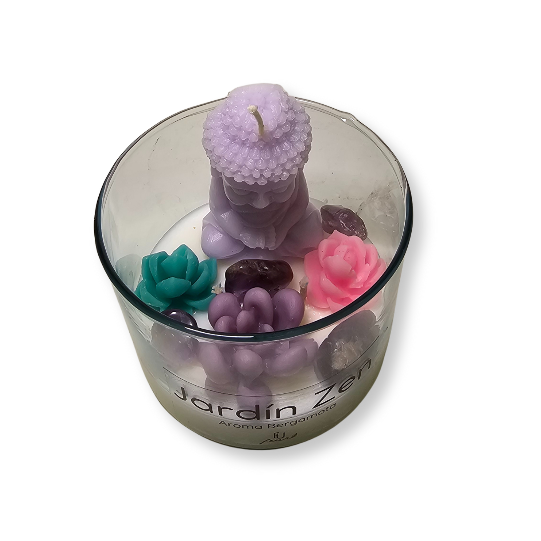 🧘‍♂️ Vela Jardín Zen Buda Morado